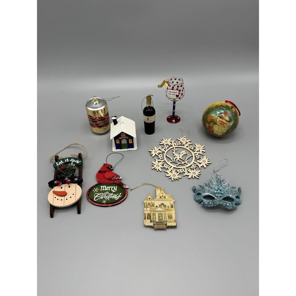 Christmas Ornaments Lot Of 10 Assorted Different Themed Decor